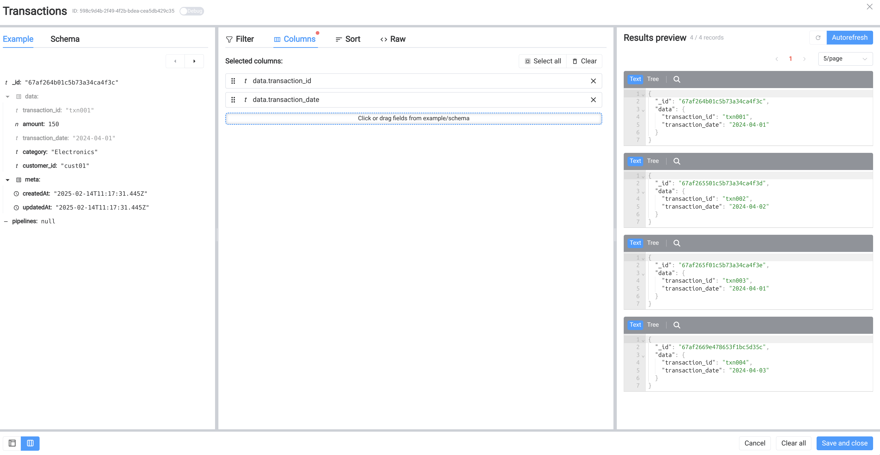 Columns manager