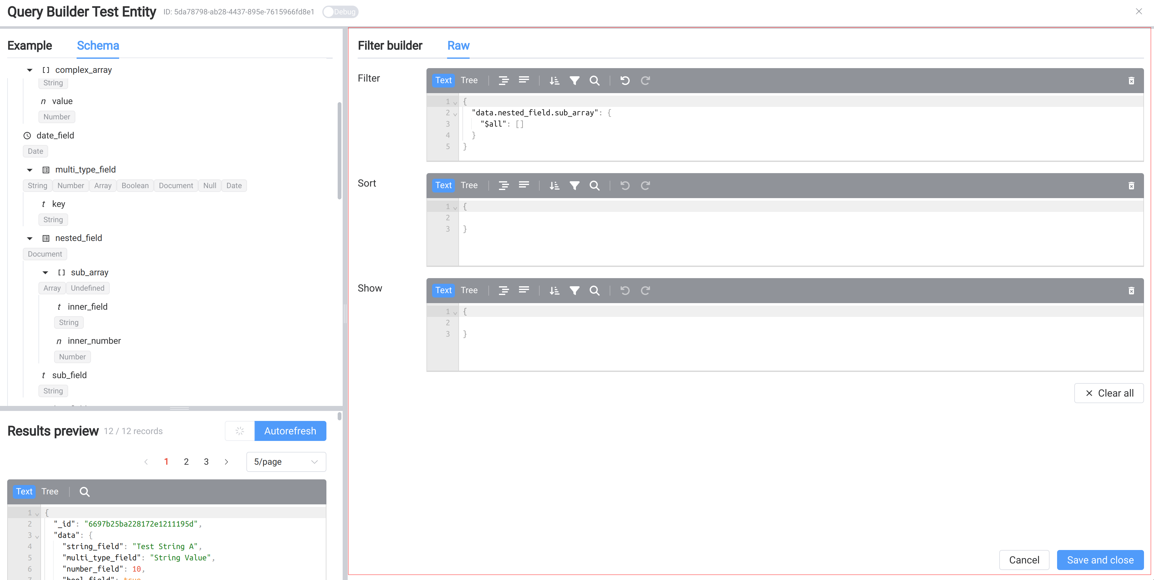 raw query editor